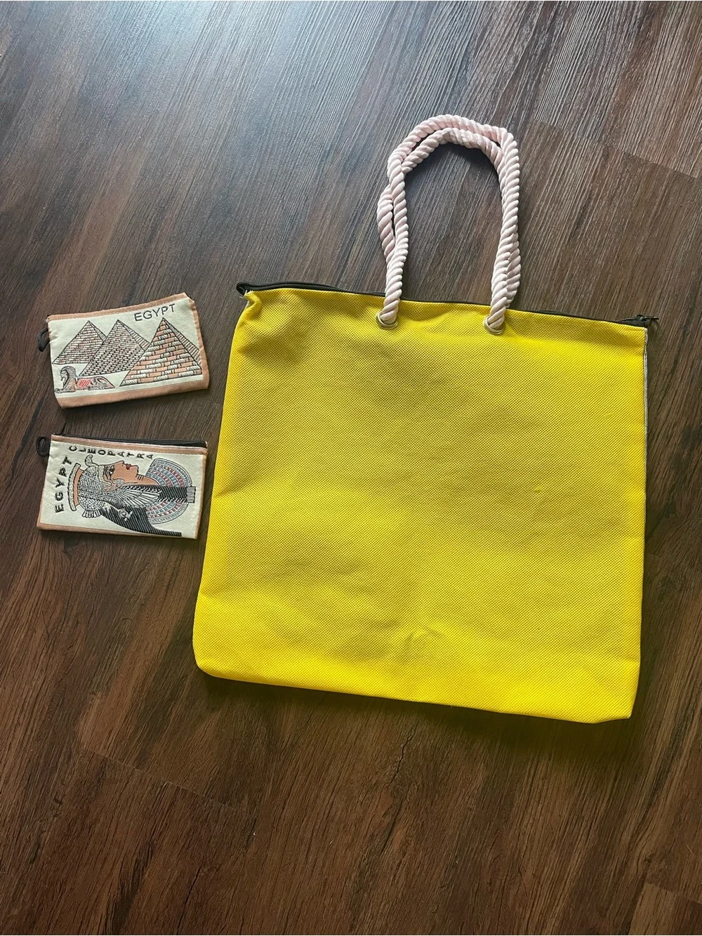 Egypt Tourist Souvenir Tote Bag With 2 Wallets Cleopatra Pyramids Hieroglyph NIP
